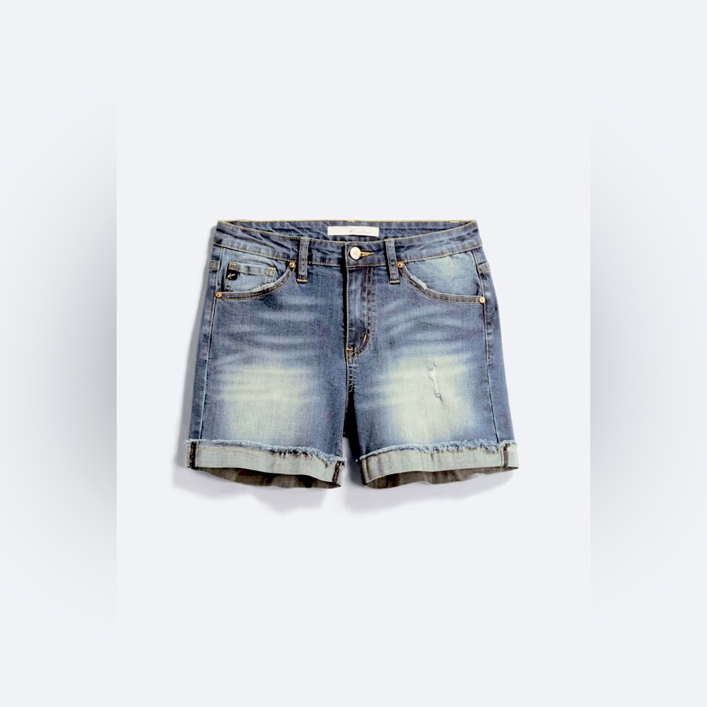 KanCan Hem Roll Cuff Denim Shorts